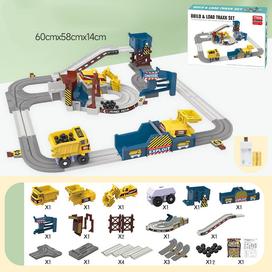 🚂 REDUCERE DE 50% PENTRU O PERIOADĂ LIMITATĂ! ✨ Set interactiv de tren și șine „Aventura în carieră” – Locomotivă motorizată, șine modulare, stații de acțiune 🏗️