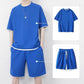 🎉 OFERTĂ LIMITATĂ: 50% REDUCERE! 👕 Set de tricou și pantaloni scurți din tricot tip „waffle” pentru bărbați – țesătură cu efect răcoritor și croială lejeră 💙