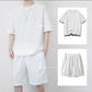 🎉 OFERTĂ LIMITATĂ: 50% REDUCERE! 👕 Set de tricou și pantaloni scurți din tricot tip „waffle” pentru bărbați – țesătură cu efect răcoritor și croială lejeră 💙