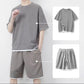 🎉 OFERTĂ LIMITATĂ: 50% REDUCERE! 👕 Set de tricou și pantaloni scurți din tricot tip „waffle” pentru bărbați – țesătură cu efect răcoritor și croială lejeră 💙