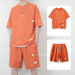 🎉 OFERTĂ LIMITATĂ: 50% REDUCERE! 👕 Set de tricou și pantaloni scurți din tricot tip „waffle” pentru bărbați – țesătură cu efect răcoritor și croială lejeră 💙