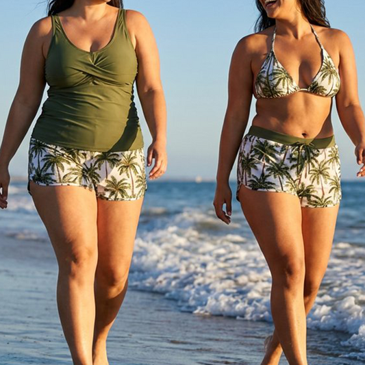 👙🔥Reducere specială 2026: 50% reducere✨Set de costum de baie pentru femei, format din 3 piese: tankini cu pantaloni scurți