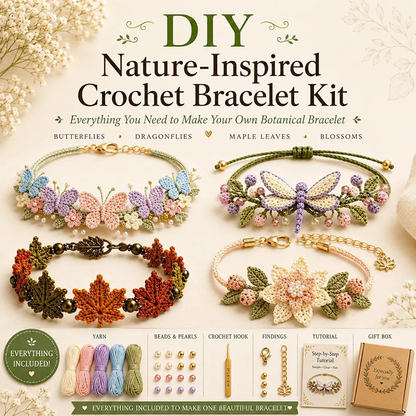 Set pentru realizarea unei brățări croșetate DIY, inspirat din natură