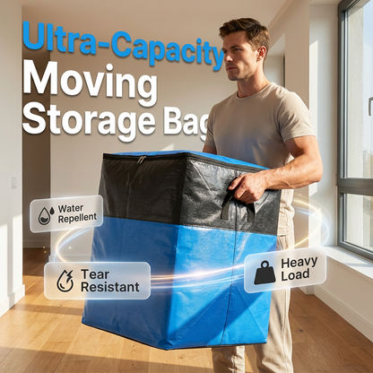 📦🧳Geantă pliabilă pentru depozitare și mutare – mânere rezistente și închidere cu fermoar – reutilizabilă și ușor de curățat 🏠