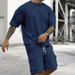 📢 OFERTĂ LIMITATĂ: 50% REDUCERE! ⏰ Set pentru bărbați cu tricou casual cu mâneci scurte și pantaloni scurți – țesătură moale și respirabilă, croială lejeră ☀️