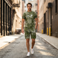 👕 Set pentru bărbați compus din tricou cu aspect de blugi și pantaloni scurți | Ținută de vară ușoară și respirabilă ☀️