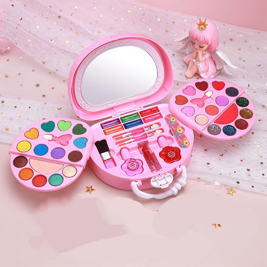 🏆OFERTĂ LIMITATĂ: 50% REDUCERE💄Set de jucării pentru machiaj lavabile pentru copii, cu geantă de mână roz portabilă
